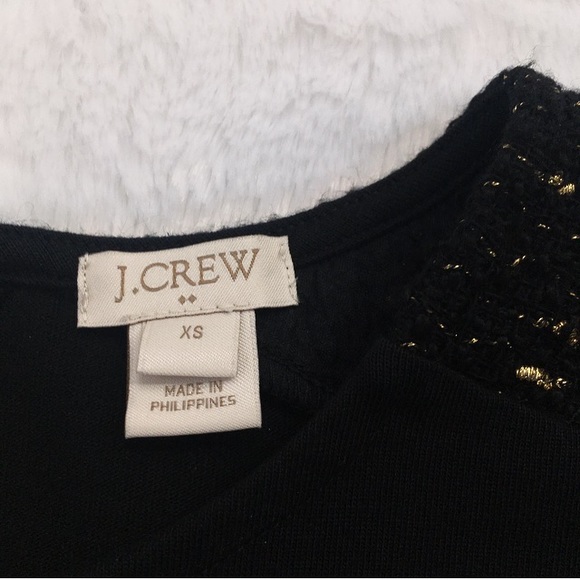 Like New Black J. Crew Blouse with Tweed Sleeves - Picture 5 of 5